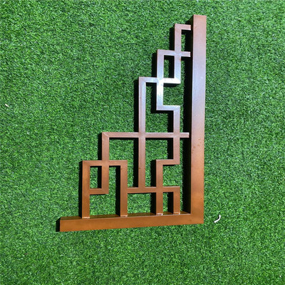 中式铝花格窗-木纹铝格栅