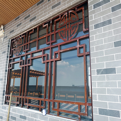 木纹雕刻镂空铝窗花-厂家