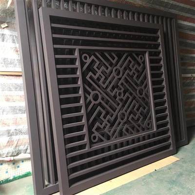 仿古工程木纹铝窗花 天天来食府餐厅装饰的艺术与实用融合